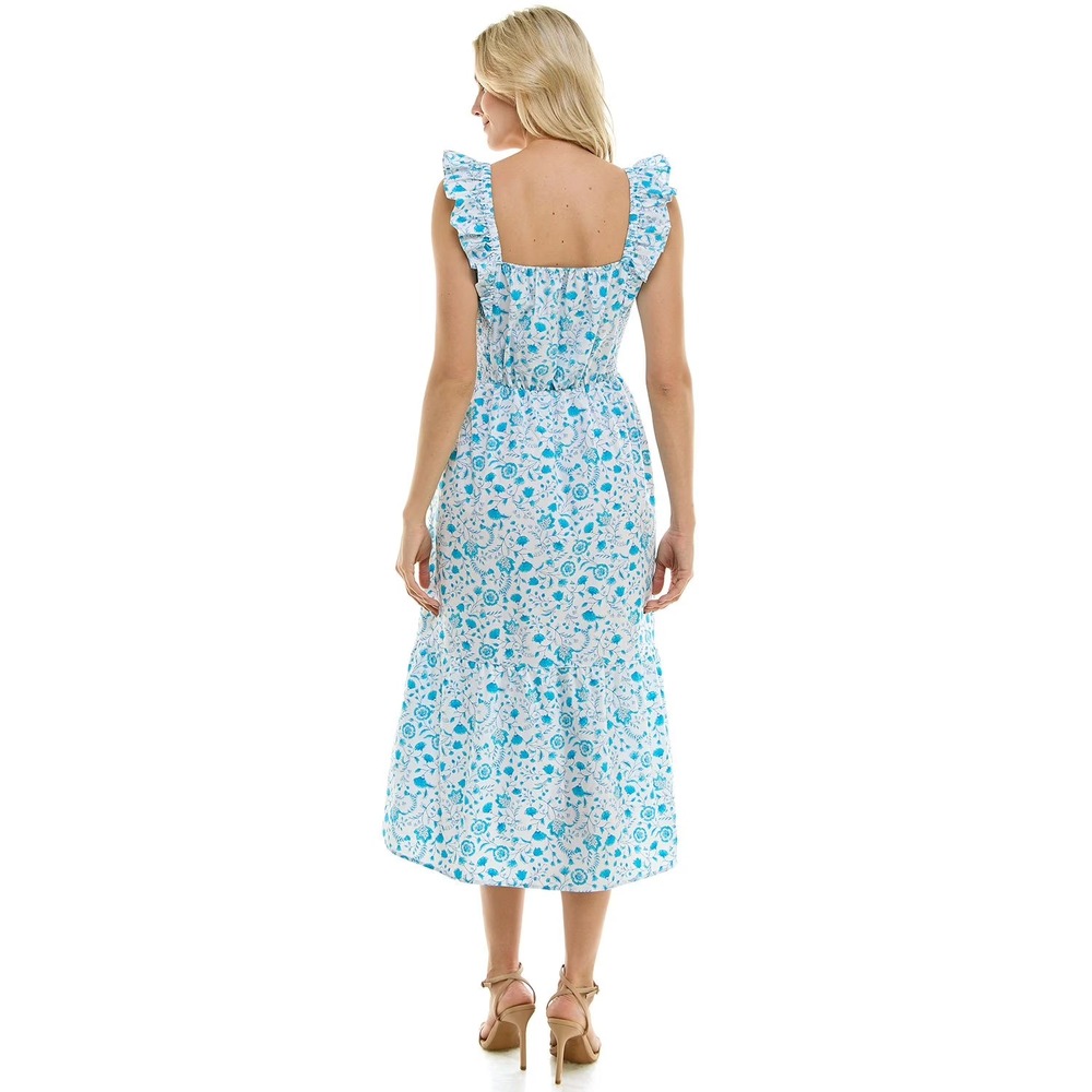 Draper James Paisley Flutter Strap Smocked Midi Dress Large Wedding Coquette - Picture 11 of 16